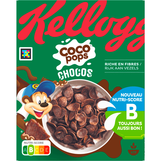 Foto van Kelloggs Tarwekorrels chocos op witte achtergrond