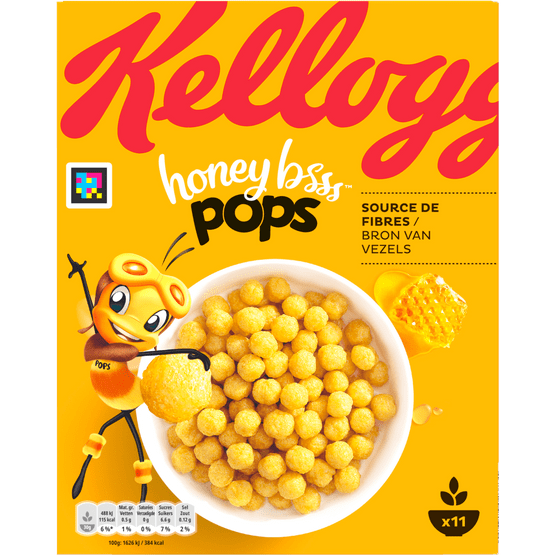 Foto van Kelloggs Honey pops op witte achtergrond