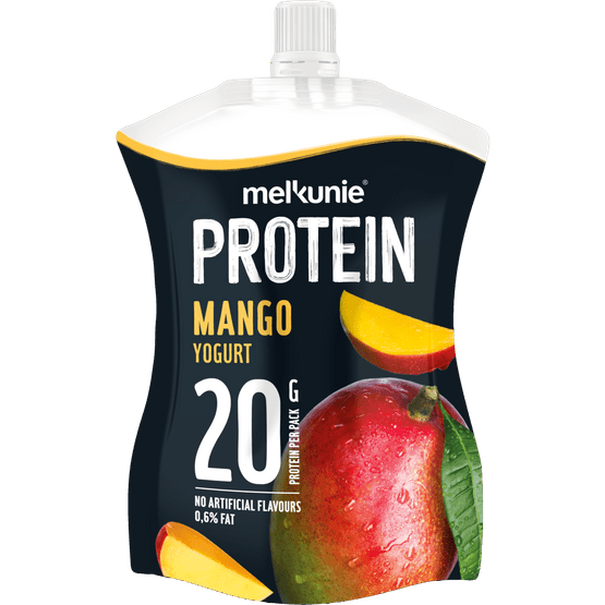 Foto van Melkunie Protein kwark mango op witte achtergrond
