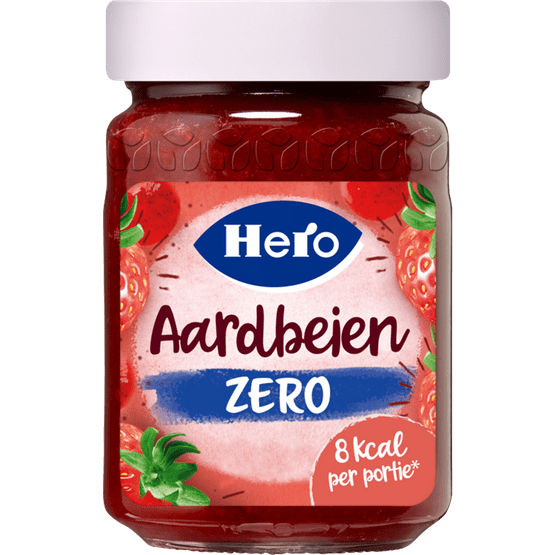 Foto van Hero Jam zero aardbeien op witte achtergrond