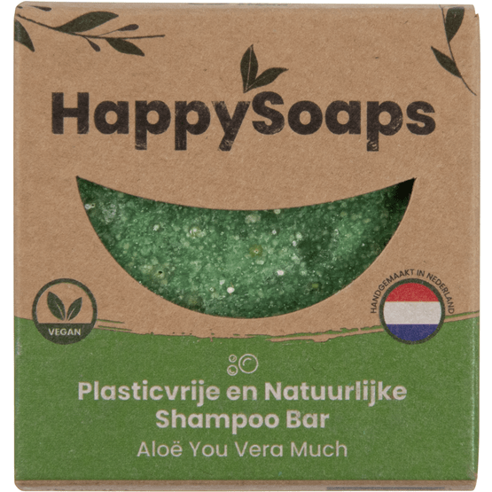Foto van Happysoaps Shampoo bar aloe vera op witte achtergrond