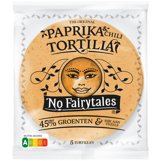 Foto van No Fairytales Tortilla paprika-chili op witte achtergrond