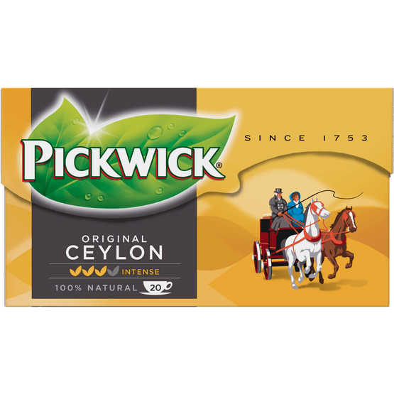 Foto van Pickwick Ceylon zwarte thee op witte achtergrond