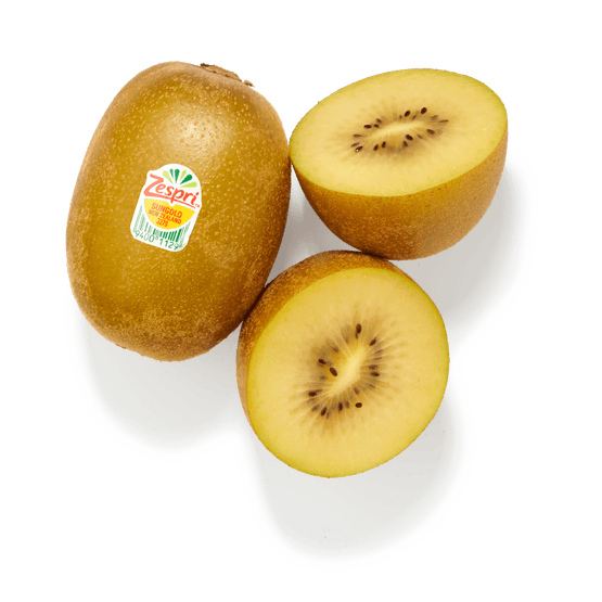 Foto van Zespri kiwi sungold Nieuw-Zeeland op witte achtergrond