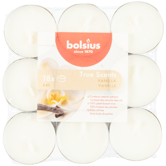 Foto van Bolsius True Scents geurtheelichten Vanille ivoor op witte achtergrond