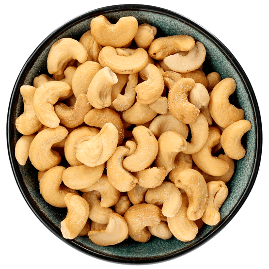 Foto van 1Bite Cashewnoten gebrand gezouten op witte achtergrond