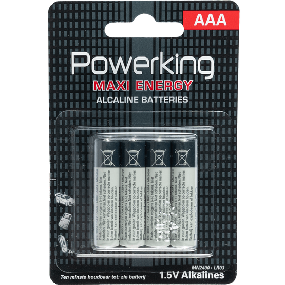 Foto van Powerking Alkaline batterijen AAA op witte achtergrond