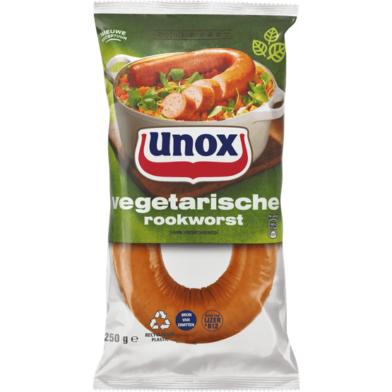 Foto van Unox Rookworst vegetarisch op witte achtergrond