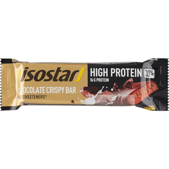 Foto van Isostar High proteine bar chocolate crisp op witte achtergrond