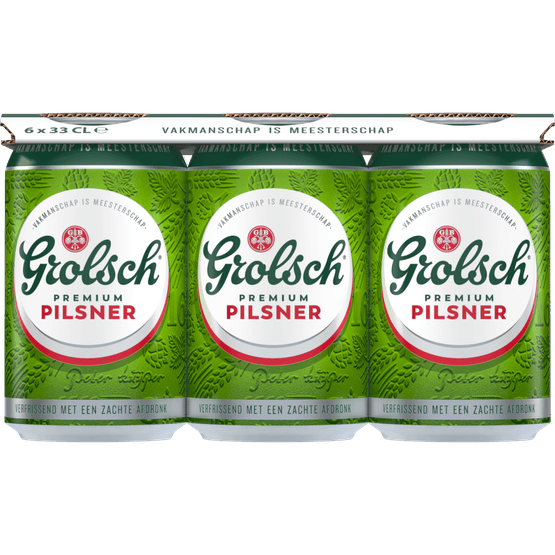 Foto van Grolsch Pilsener 6x33 cl op witte achtergrond