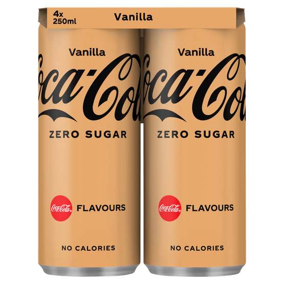Foto van Coca-Cola Zero vanilla 4x25cl op witte achtergrond