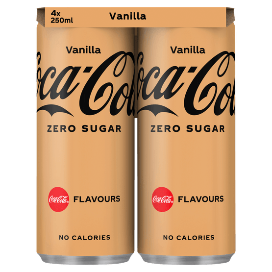 Foto van Coca-Cola Zero vanilla 4x25cl op witte achtergrond