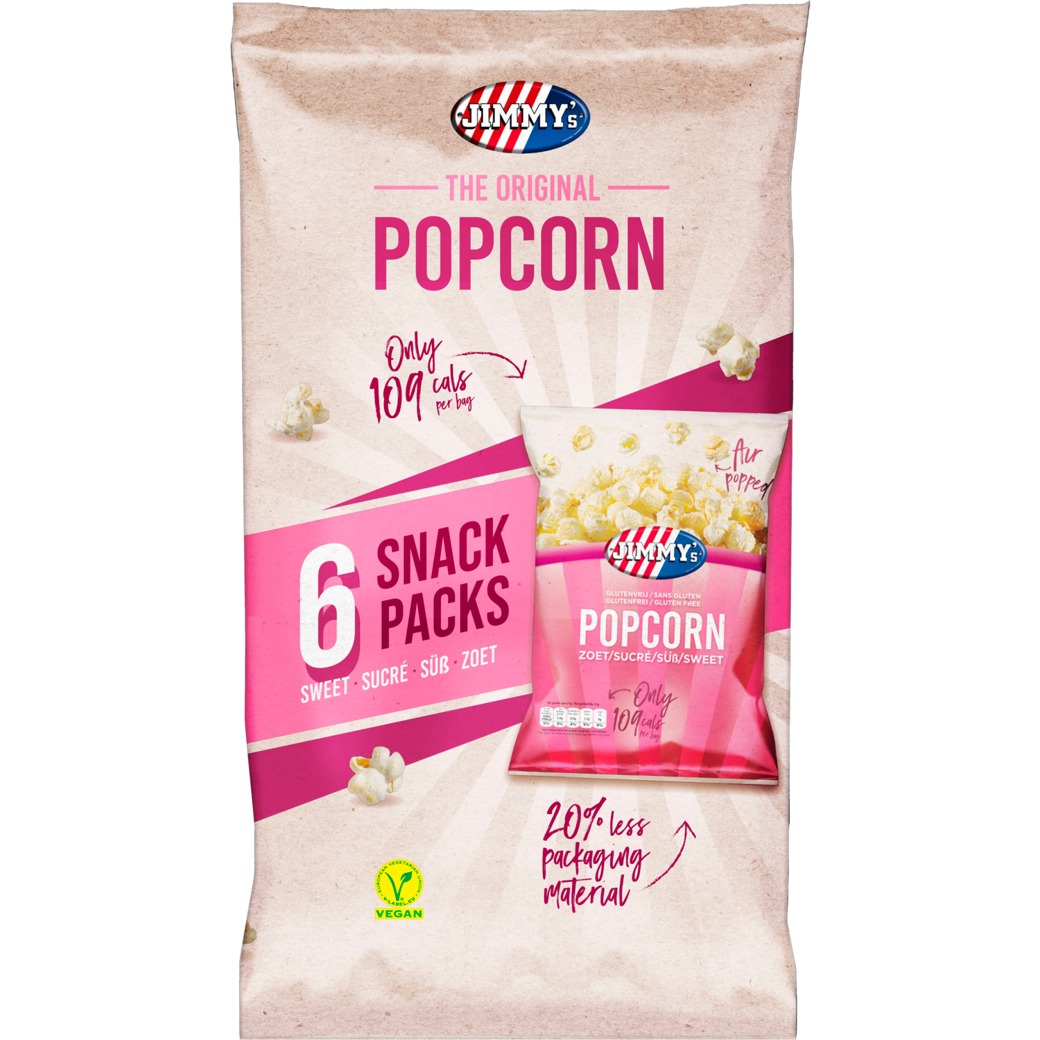Afbeelding van Jimmy's Popcorn zoet 6 zakjes