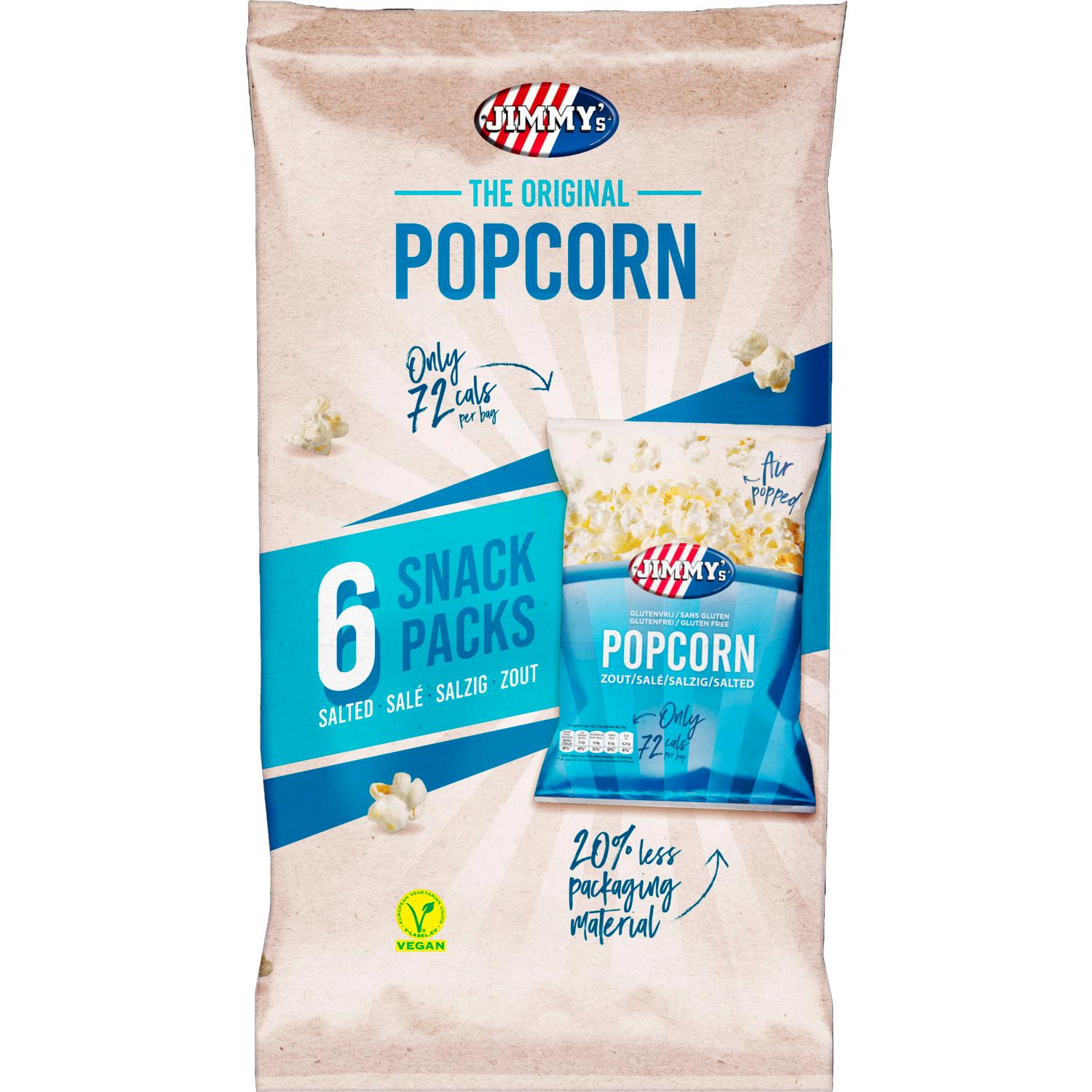 Afbeelding van Jimmy's Popcorn zout 6 zakjes