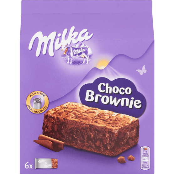 Foto van Milka Choco brownie op witte achtergrond