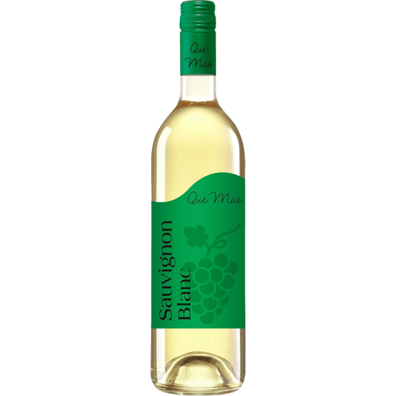 Foto van Que Mas Sauvignon blanc op witte achtergrond