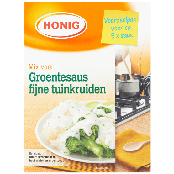 Foto van Honig Mix voor groentesaus fijne tuinkruiden op witte achtergrond