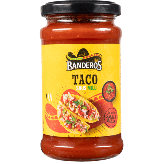 Foto van Banderos Taco saus hot op witte achtergrond