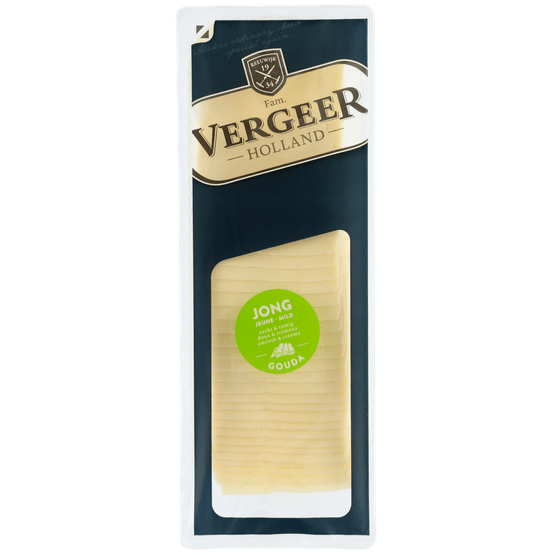 Foto van Vergeer Gouda kaas jong 25 pakken 48+ op witte achtergrond