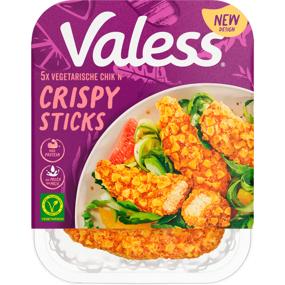 Foto van Valess Vegetarische Crispy Sticks op witte achtergrond