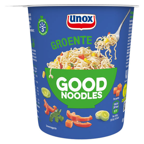 Foto van Unox Good noodles groente op witte achtergrond