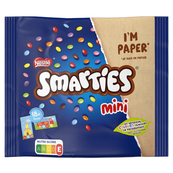Foto van Nestlé Smarties mini op witte achtergrond