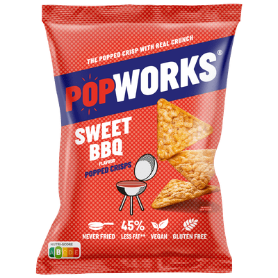 Popworks Popped crisps sweet bbq sojaprotein