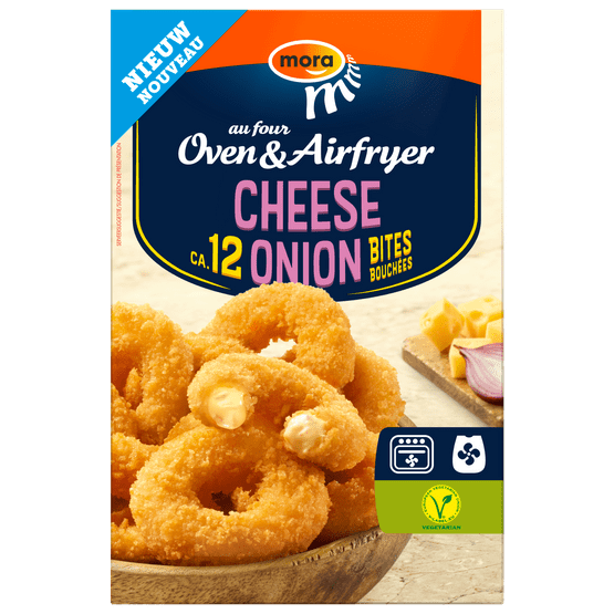 Foto van Mora Oven & airfryer cheese onion bites op witte achtergrond