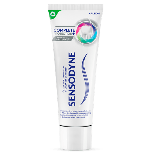 Foto van Sensodyne Tandpasta complete protection whitening op witte achtergrond
