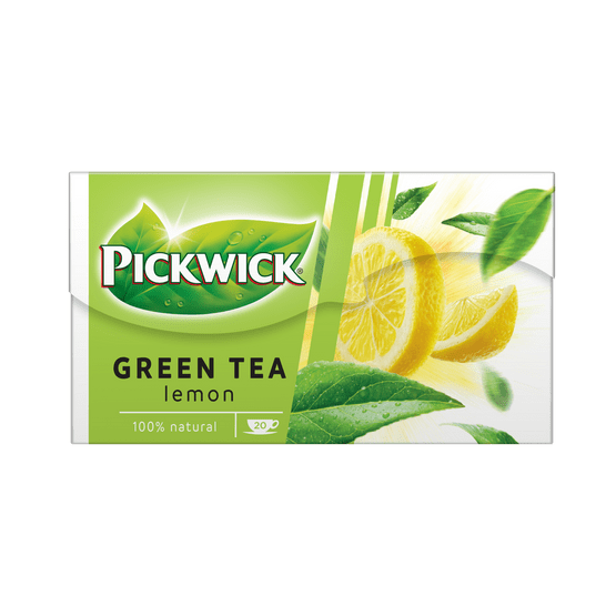 Foto van Pickwick Lemon groene thee op witte achtergrond