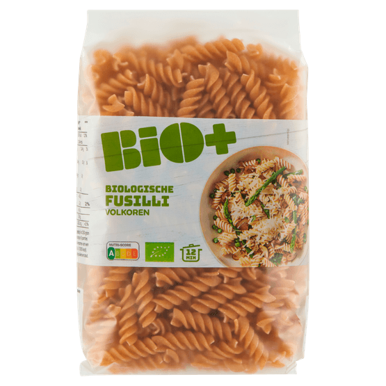 Foto van Bio+ Fusilli volkoren op witte achtergrond