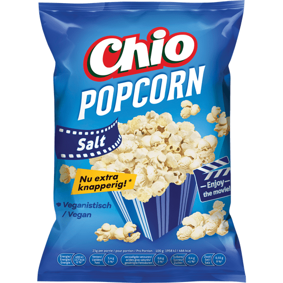 Foto van Chio Popcorn salt op witte achtergrond
