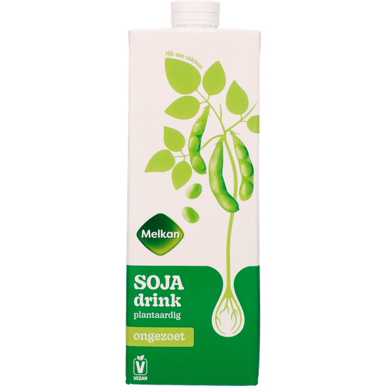 Foto van Melkan Drink soja ongezoet op witte achtergrond