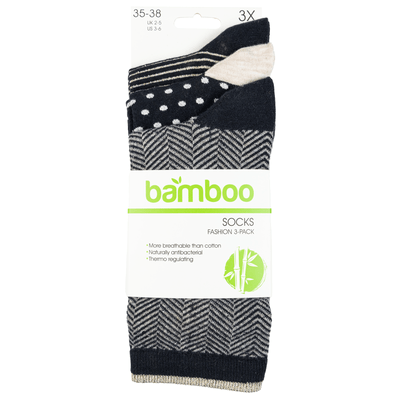  Bamboe damessokken gekleurd 3-pack 35/38