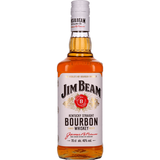 Foto van Jim Beam Whiskey bourbon white op witte achtergrond
