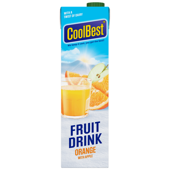 Foto van CoolBest Fruitdrink orange op witte achtergrond
