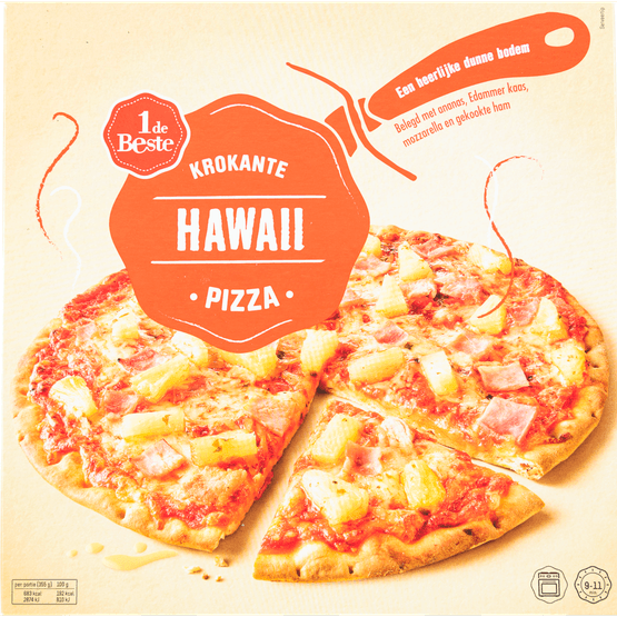 Foto van 1 de Beste Krokante pizza hawaii op witte achtergrond
