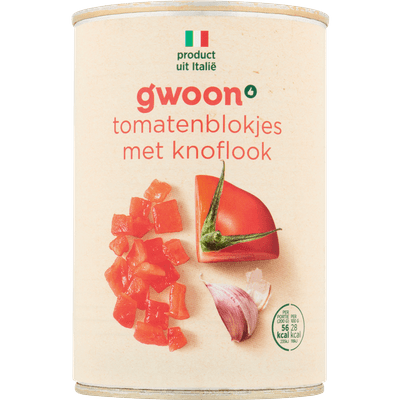 G'woon Tomatenblokjes met knoflook en ui