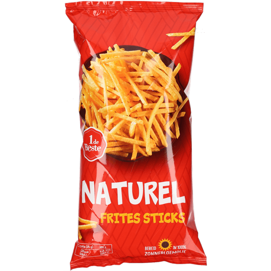 Foto van 1 de Beste Chips frites sticks naturel op witte achtergrond