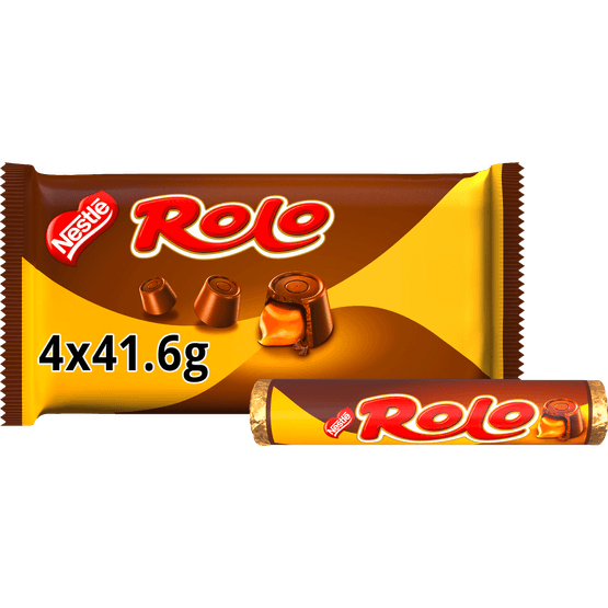 Foto van Nestlé Rolo 4-pack op witte achtergrond