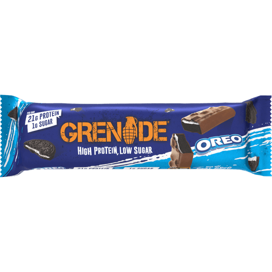 Foto van Protein bar oreo op witte achtergrond