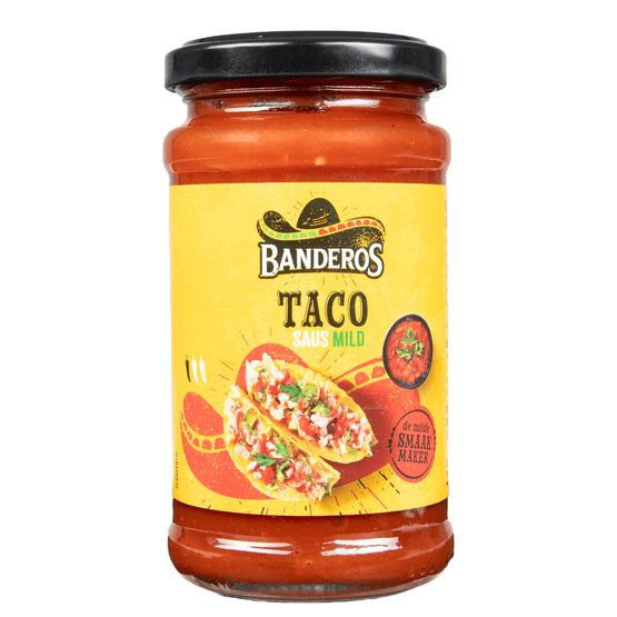 Foto van Banderos Taco saus op witte achtergrond