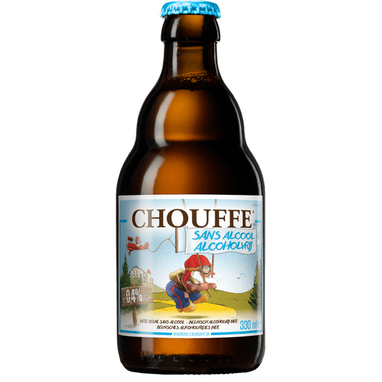 Foto van La Chouffe 0.4% op witte achtergrond