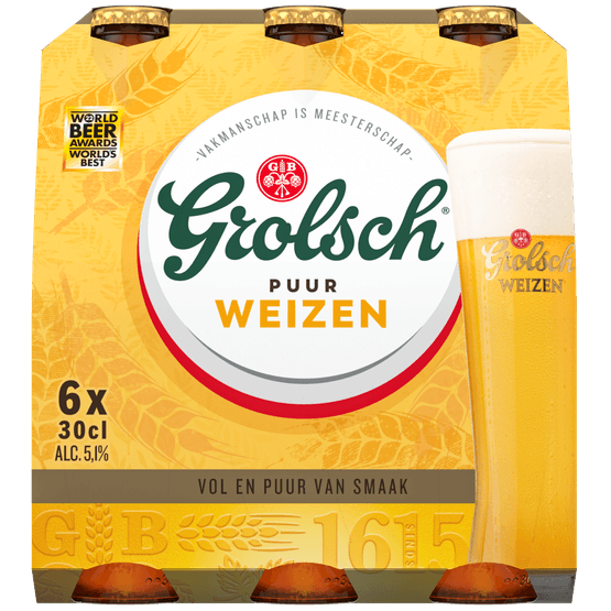 Foto van Grolsch Weizen 6x300ml op witte achtergrond