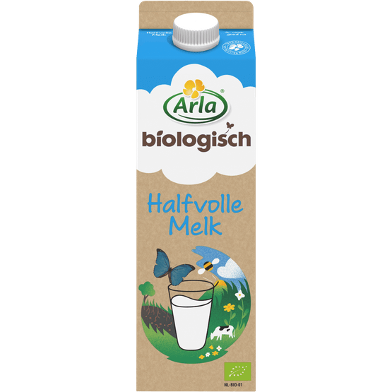 Foto van Arla Biologische halfvolle melk op witte achtergrond