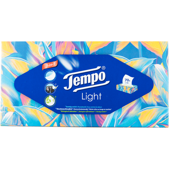 Foto van Tempo Tissuebox light 3 laags op witte achtergrond
