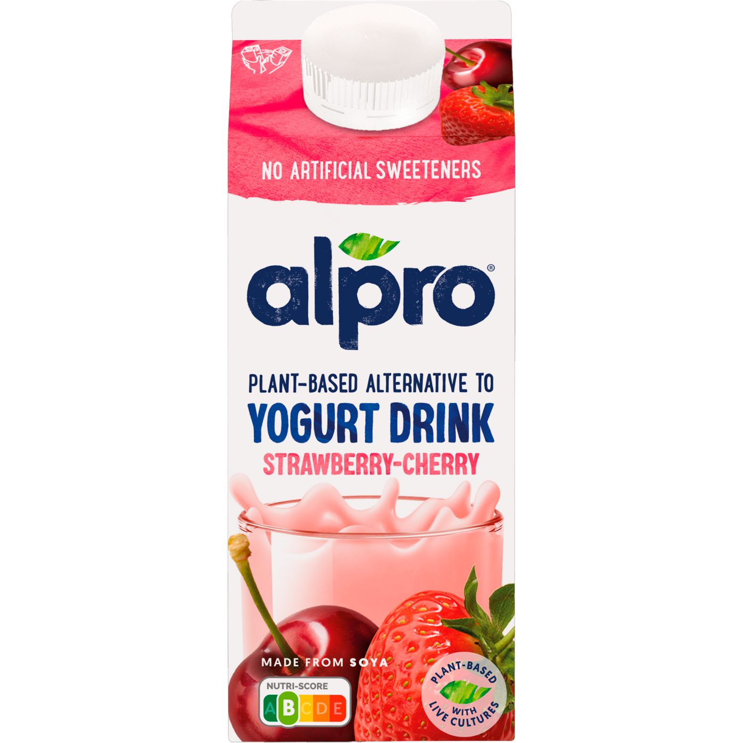 Afbeelding van Alpro Plantaardige drinkyoghurt aardbei kers