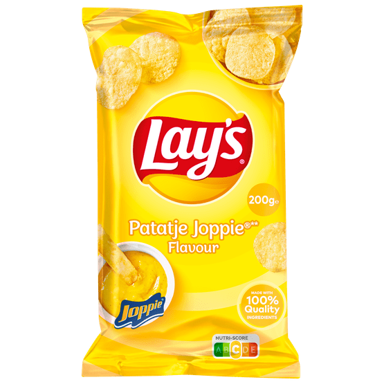 Foto van Lay's Chips patatje joppie op witte achtergrond
