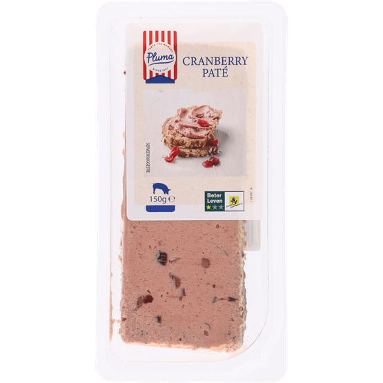 Foto van Pluma Cranberry pate op witte achtergrond