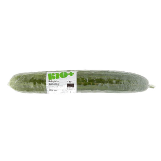 Foto van Bio+ Biologische komkommer op witte achtergrond